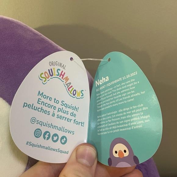 Neha the Purple Dodo Bird Squishmallows 11” plush - Picture 6 of 7